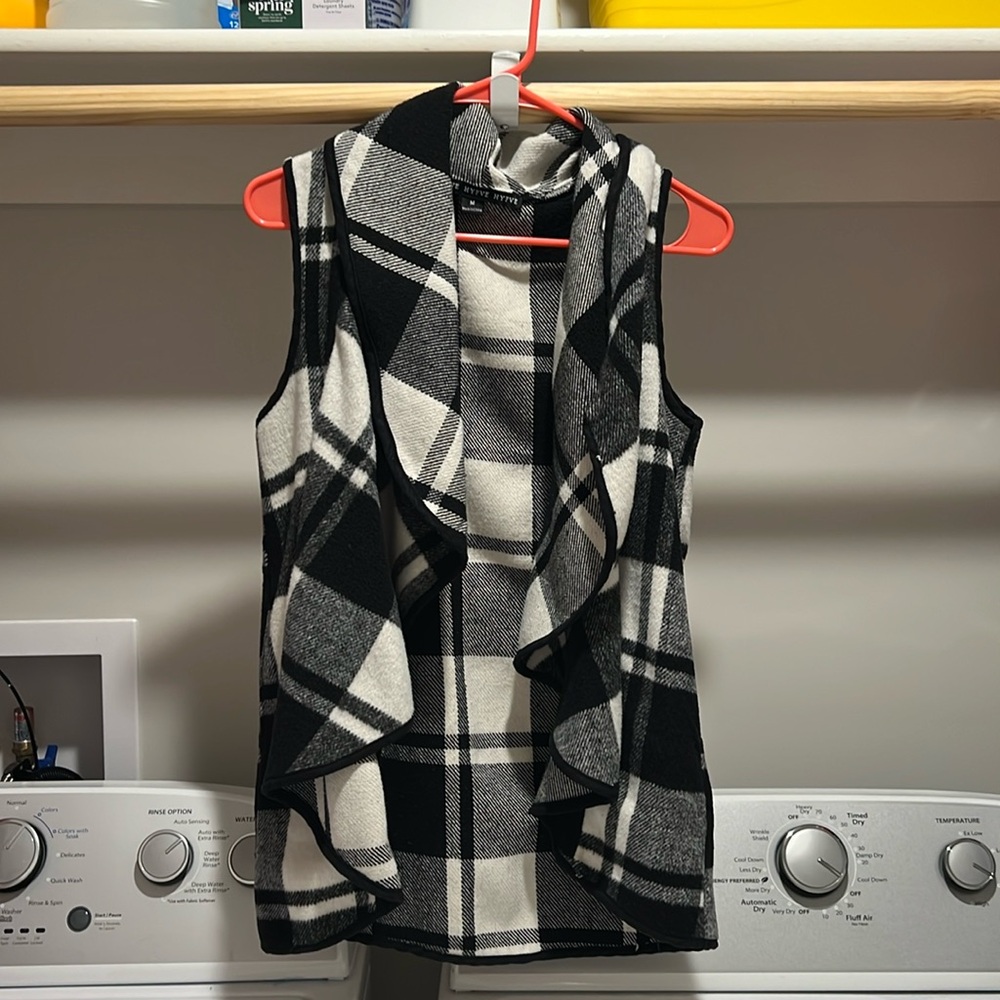 Black and white plaid vest